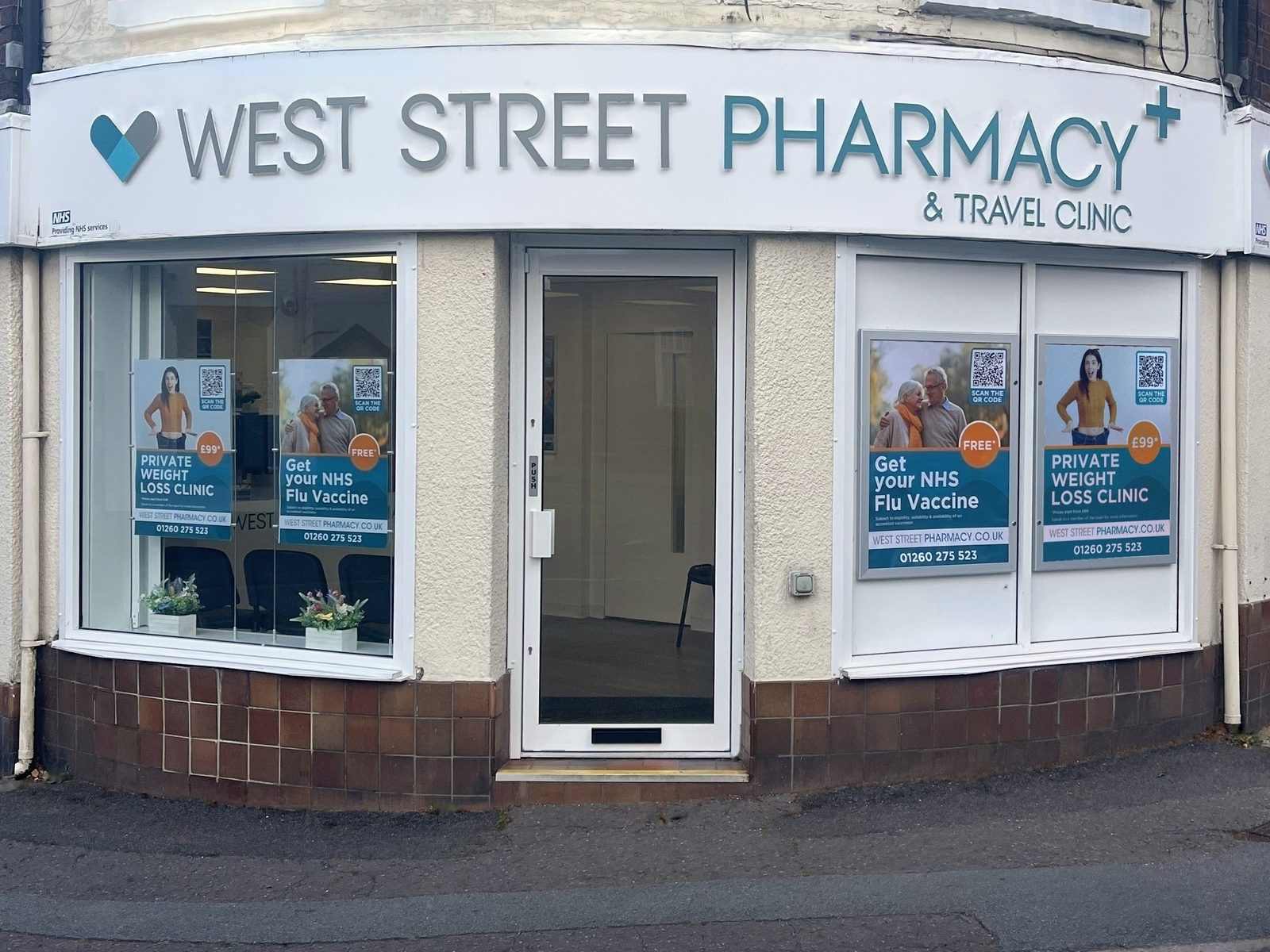 The shopfront of West Street Pharmacy and Travel Clinic at 41 West Street, Congleton